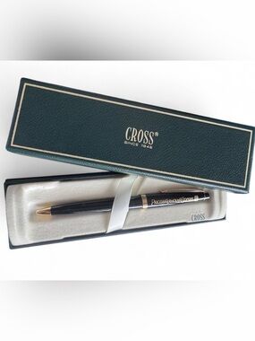 Vintage 1990s Cross Classic Century Ballpoint Pen Black & Gold Engraved PwC NEW